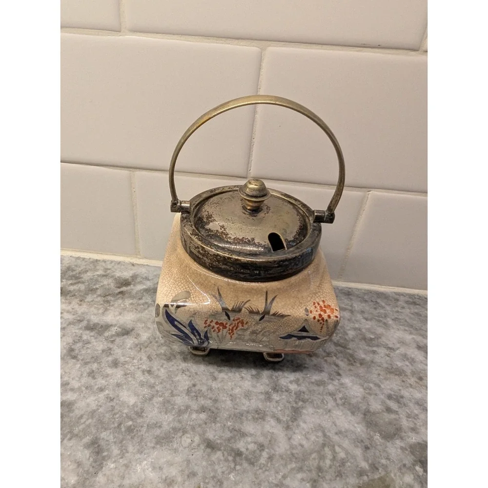 Vintage Pagoda Sugar Bowl‎ Yeoman Plate Silver Footed Lancaster Sandland England